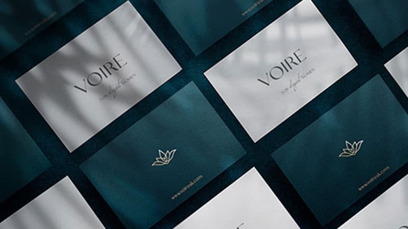 Voire business card mockup on dark green
