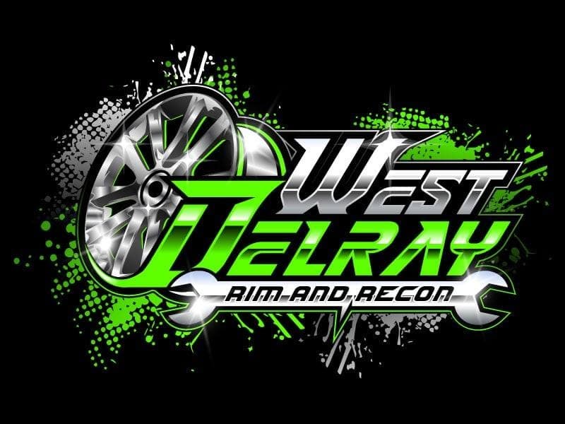 West Delray Rim and Recon logo with a chrome wheel and wrench