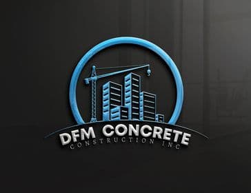 DFM Concrete Construction logo with a building and crane