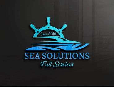 Sea Solutions Full Services logo with a ship's wheel and boat