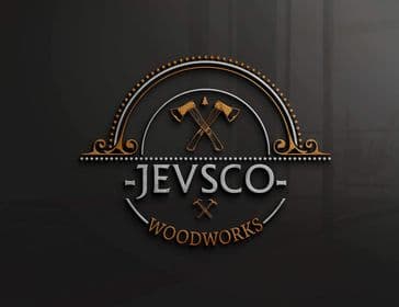Jevsco Woodworks vintage badge logo with crossed axes