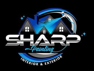 Sharp Painting interior and exterior logo with rooftops