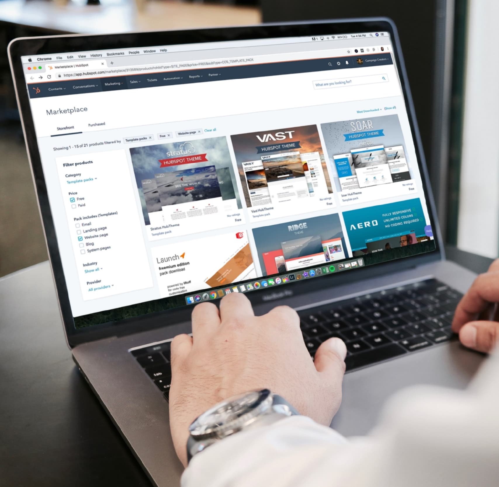 Online store being browsed on a laptop