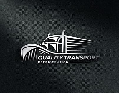 Quality Transport Refrigeration line-art truck logo