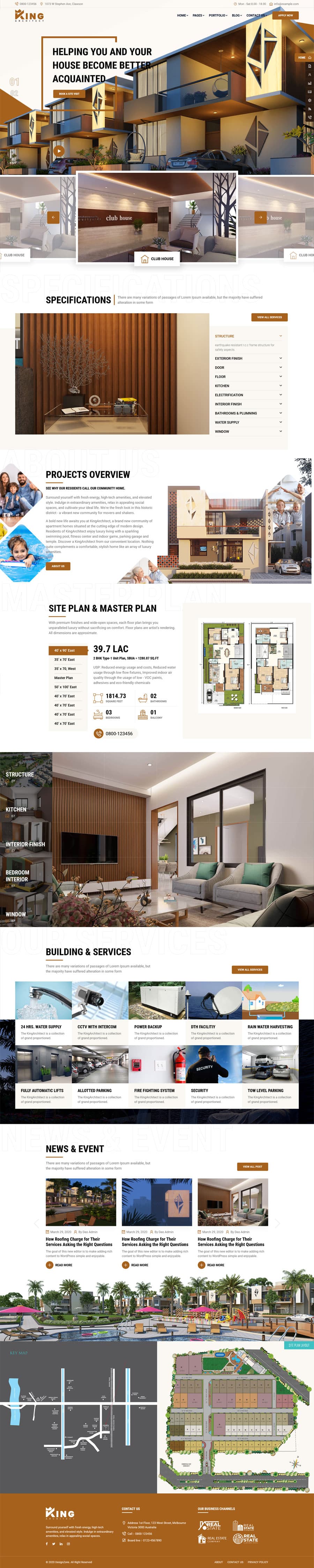 Real estate developer website design with modern house photography